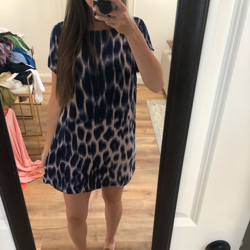 Navy Mauve Leopard Shift Dress